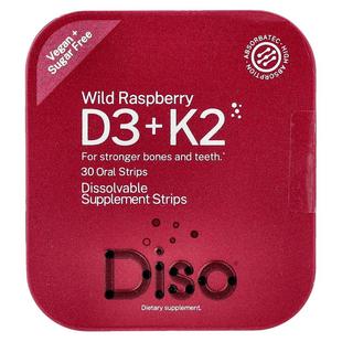 Diso,Vitamin D3 + K2, Wild Raspberry, 30 Oral Strips