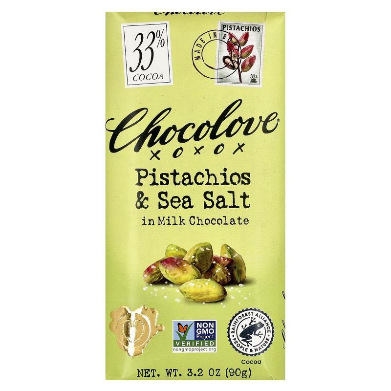 Chocolove,Pistachios &amp; Sea Salt in Milk Chocolate, 33% C