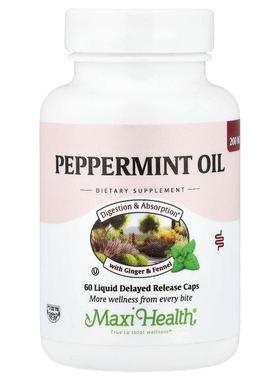 Maxi Health,Peppermint Oil, 60 Liquid Delayed Release Caps