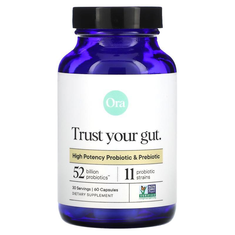 Ora,Trust Your Gut，优效益生菌和益生元，60 粒胶囊