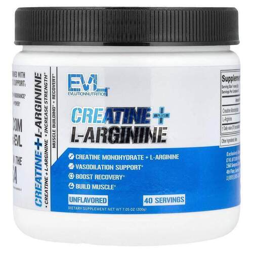 EVL,Creatine + L-Arginine, Unflavored, 7.05 oz (200 g)
