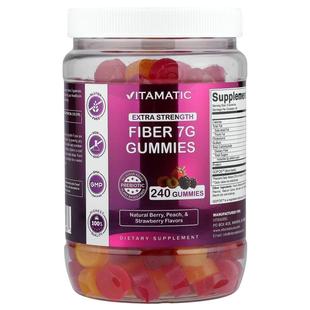 Vitamatic,Fiber Gummies, Extra Strength, Natural Berry, Peac