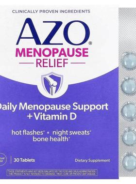 AZO,更年舒缓，每日更年支持 + 维生素 D，30 片