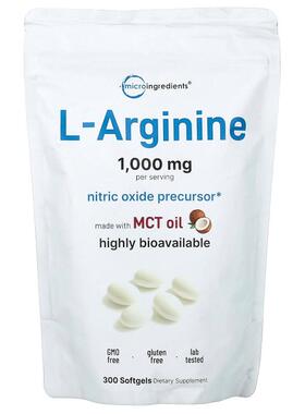 Micro Ingredients,L-Arginine, 30 Softgels (250 mg per Softge