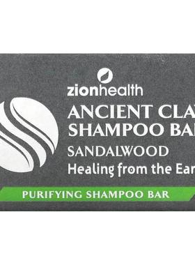 Zion Health,Ancient Clay, Shampoo Soap Bar, Sandalwood, 6 oz