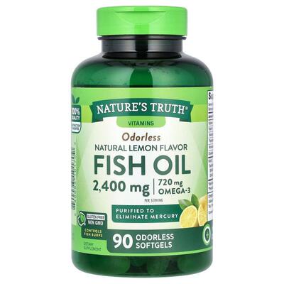 Nature's Truth,Odorless Fish Oil, Natural Lemon, 2,400 mg, 9