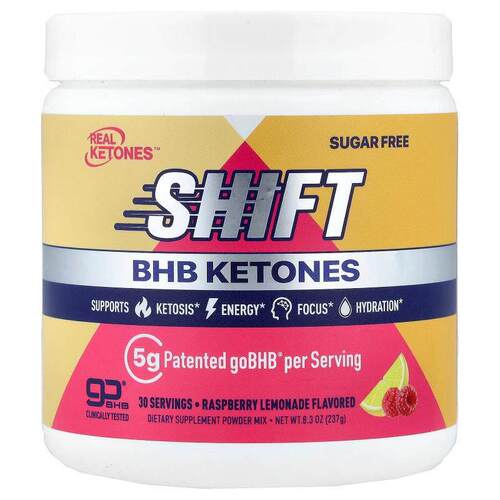 Real Ketones,Shift, BHB Ketones Powder Mix, Raspberry Lemona