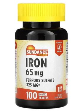 Sundance,Iron, 65 mg, 100  Coated Tablets