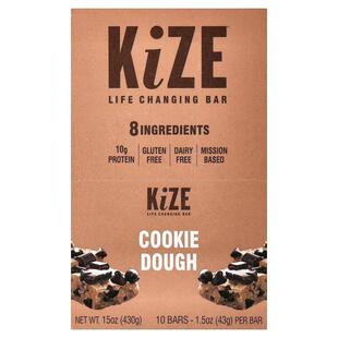 KiZE Life Changing Bar,Cookie Dough, 10 Bars, 1.5 oz (43 g)