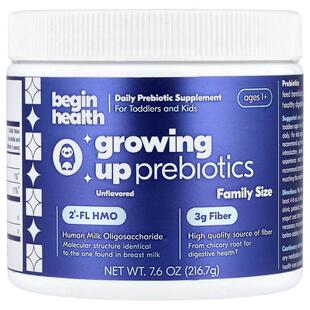 Begin Health,Growing Up Prebiotics, Ages 1+, Unflavored, 7.6