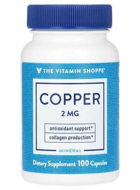 The Vitamin Shoppe,Copper, 2 mg, 100 Capsules