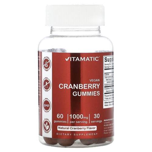 Vitamatic,全素蔓越橘软糖，天然蔓越橘，500 毫克，60 粒软糖