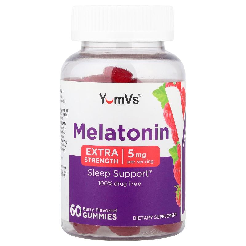 YumVs,Melatonin Gummies, Extra Strength, Berry, 60 Gummies