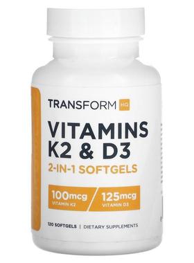 TransformHQ,Vitamins K2 &amp;amp; D3, 120 Softgels