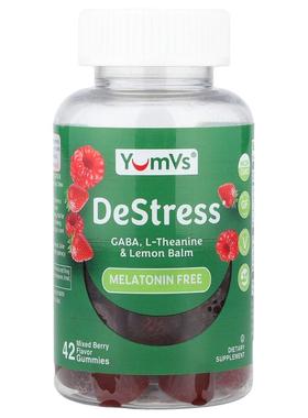 YumVs,DeStress Gummies, Melatonin Free, Mixed Berry, 42 Gumm