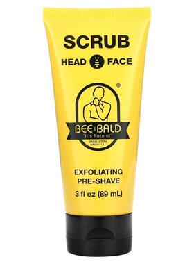 Bee Bald,Scrub Head & Face, Exfoliating Pre-Shave, 3 fl