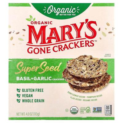 Mary's Gone Crackers,有机超级种子饼干，罗勒 + 大蒜味