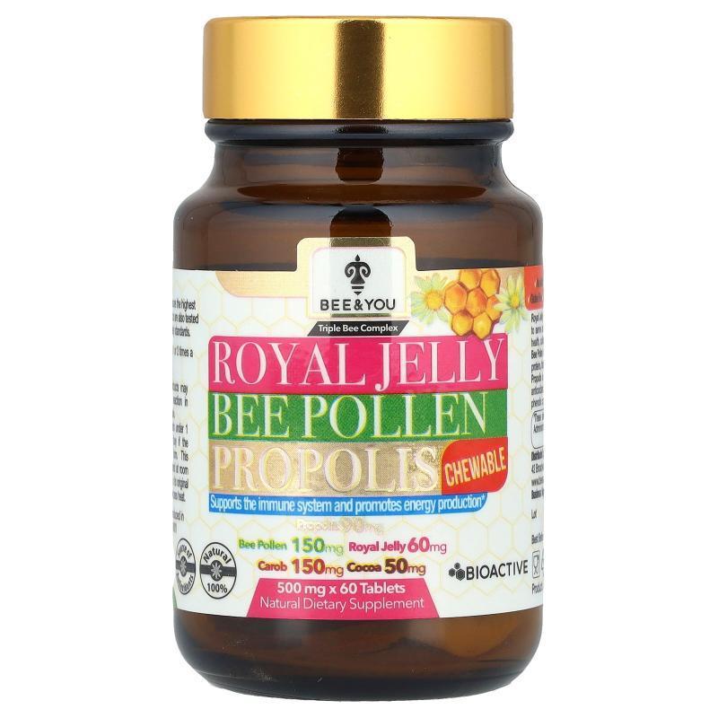 Bee&amp;amp;You,蜂统领浆蜂花粉蜂胶咀嚼片，60 片