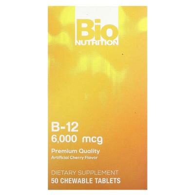 Bio Nutrition,Vitamin B-12, Cherry, 6,000 mcg, 50 Chewable T