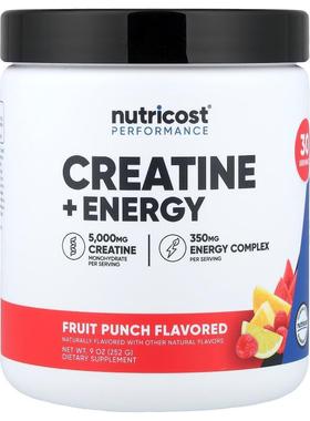 Nutricost,Performance, Creatine + Energy, Fruit Punch, 9 oz