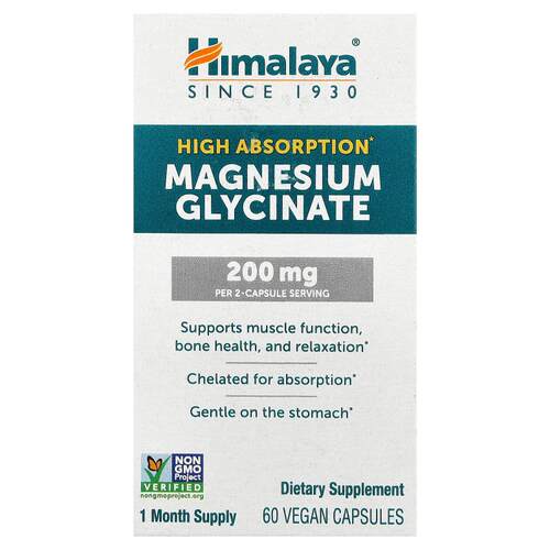 Himalaya,甘氨酸镁，，60粒纯素胶囊（每粒100毫克）