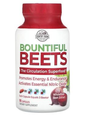 Country Farms,Bountiful Beets, Whole Beet Extract, 90 Capsul