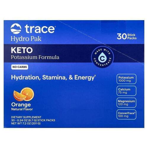 Trace,Hydro Pak Keto, Orange, 30 Stick Packs