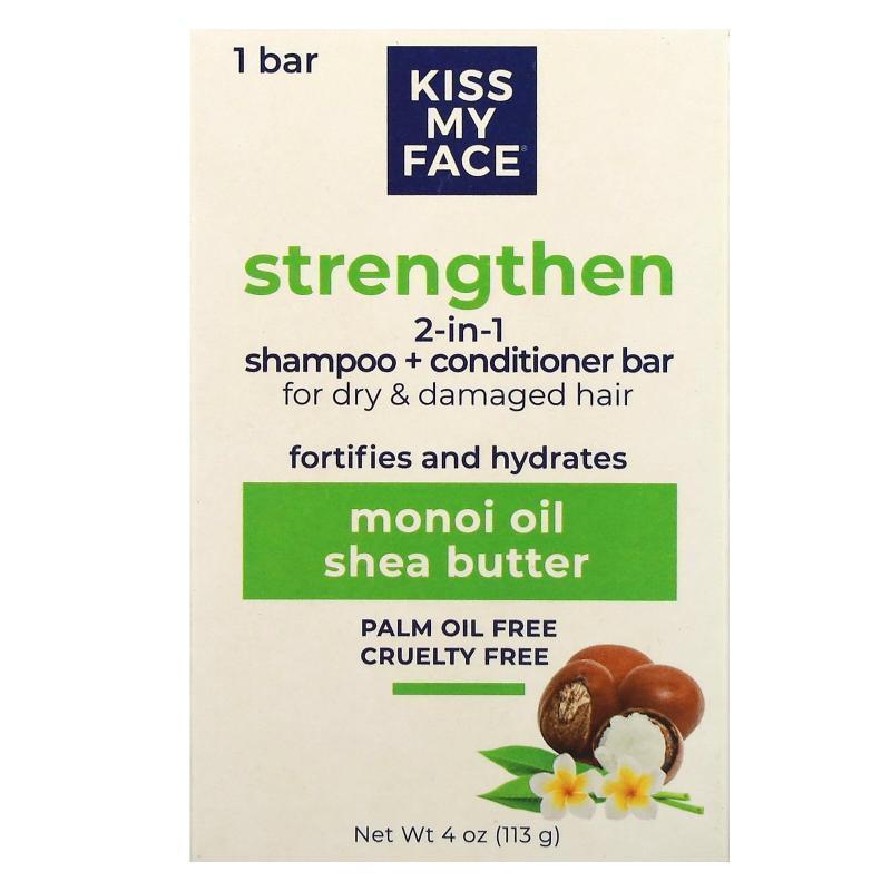Kiss My Face,Strengthen 2-in-1 Shampoo + Conditioner Bar, Fo