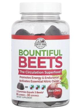 Country Farms,Bountiful Beets 软糖，黑樱桃味，60 粒