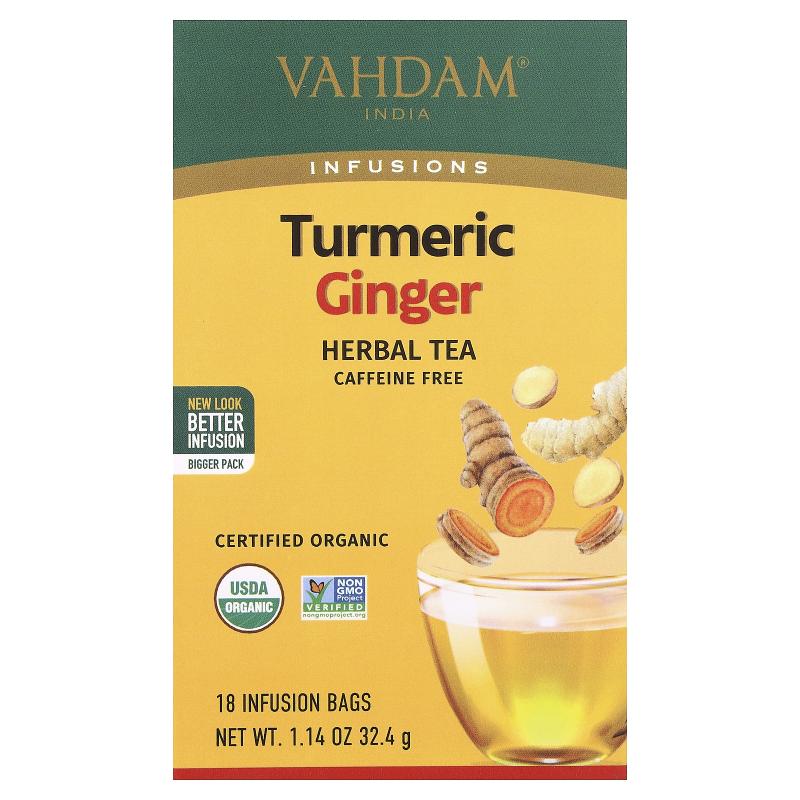 Vahdam Teas,草本茶，姜黄姜，无咖啡萃取，18 液袋，1.14 盎司（