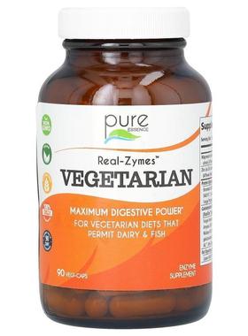 Pure Essence,Real-Zymes，素食，90粒植物胶囊