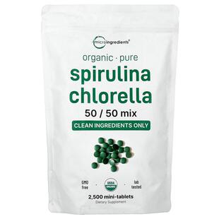 Micro Ingredients,Organic Spirulina Chlorella, 2,500 Mini Ta