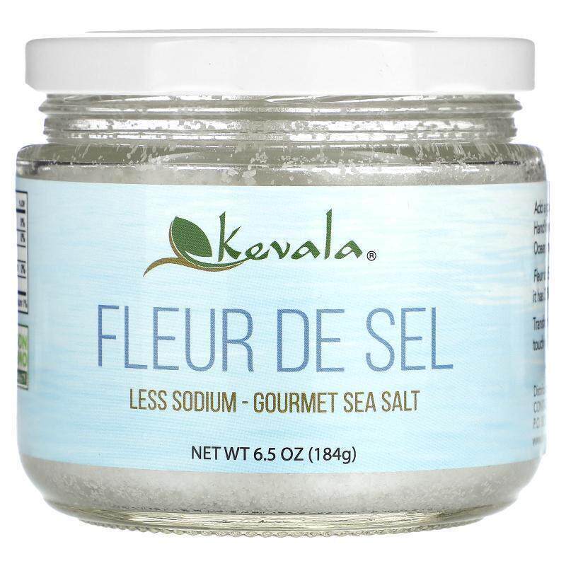 Kevala,Fleur De Sel, Less Sodium, Gourmet Sea Salt, 6.5 oz (