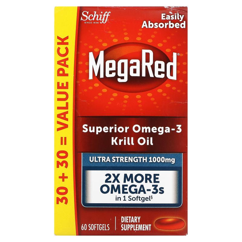 旭福,MegaRed，优质 Omega-3 南极磷虾油，特强型，1,000 毫克，6