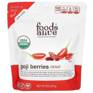 Foods Alive,Goji Berries, Dried, 8 oz (227 g)