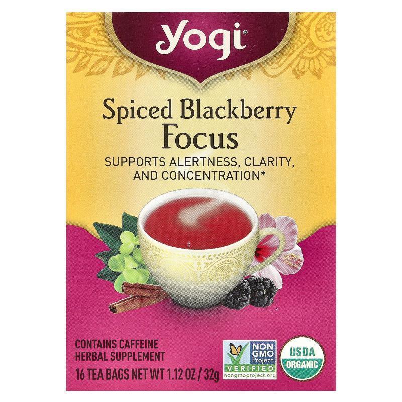 约琪,Spiced Blackberry Focus, 16 Tea Bags, 1.12 oz (32 g)