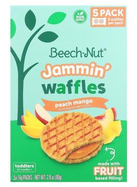 Beech-Nut,Jammin' Waffles, 12+ Months, Pear Raspberry, 5 Pac