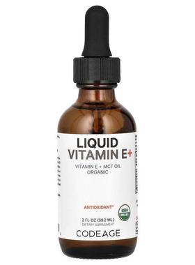 Codeage,Liquid Vitamin E+, Unflavored, 2 fl oz (59.2 ml)