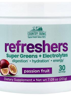 Country Farms,Refreshers, Super Greens + Electrolytes, Passi