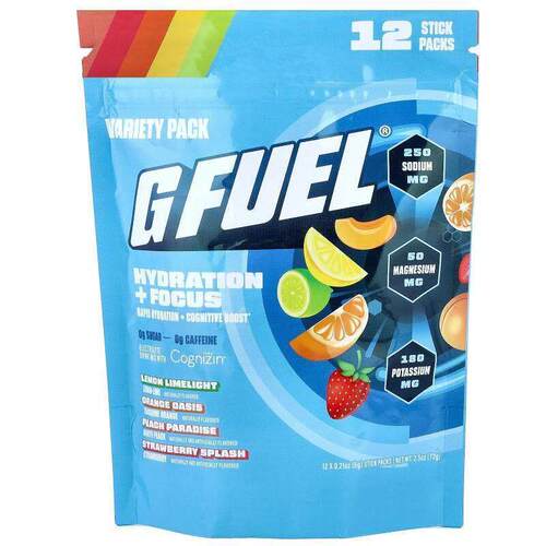 GFUEL，+聚焦，含Cognizin®的电解质饮料混合物，品种包装