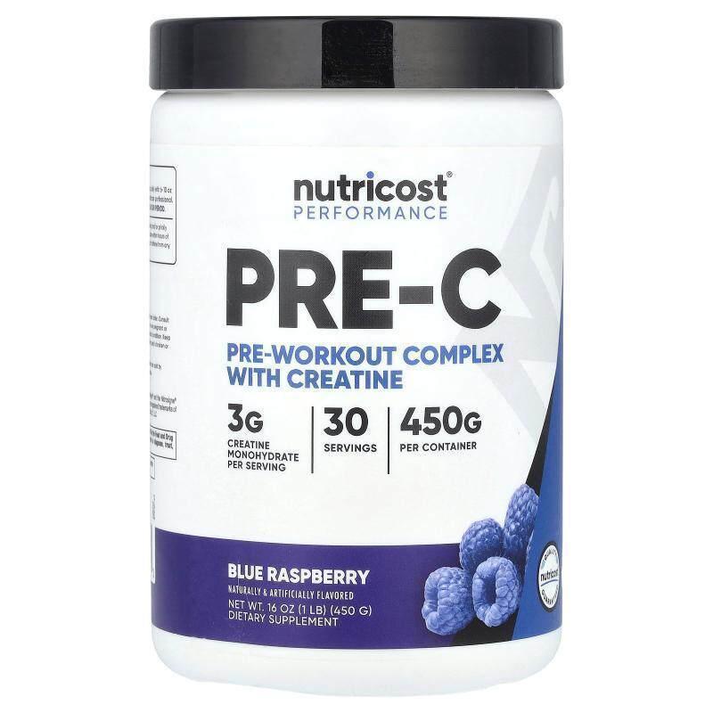 Nutricost,表现提升，Pre-C，肌酸锻炼前复合补剂，蓝树莓味，1 4图片