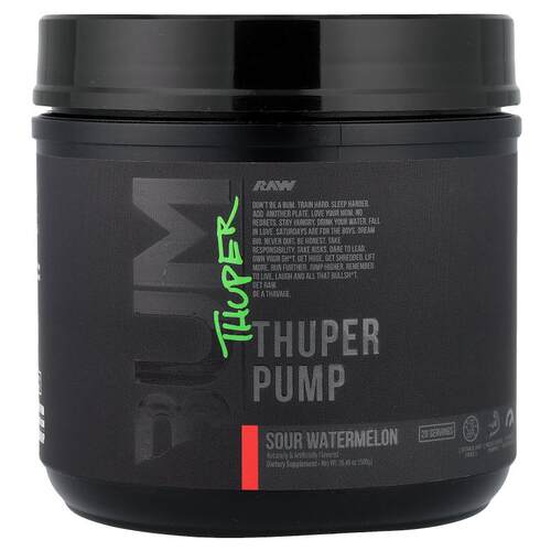 Raw Nutrition,Bum, Thuper Pump, Sour Watermelon, 20.46 oz (5