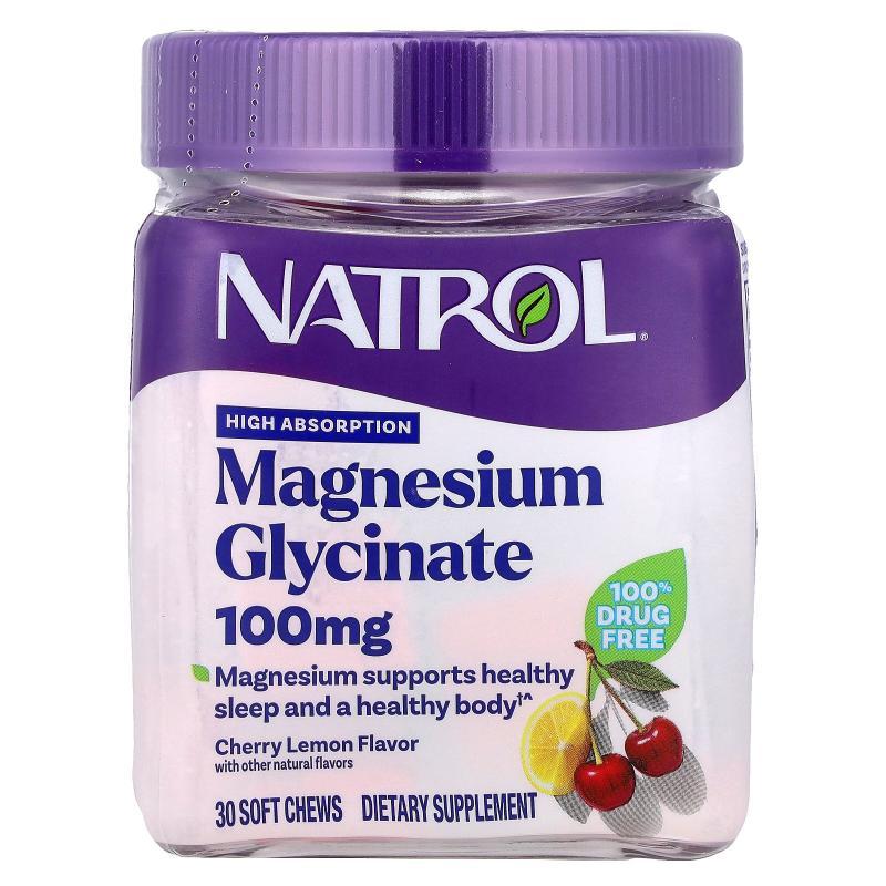 Natrol,Magnesium Glycinate, High Absorption, Cherry Lemon, 1