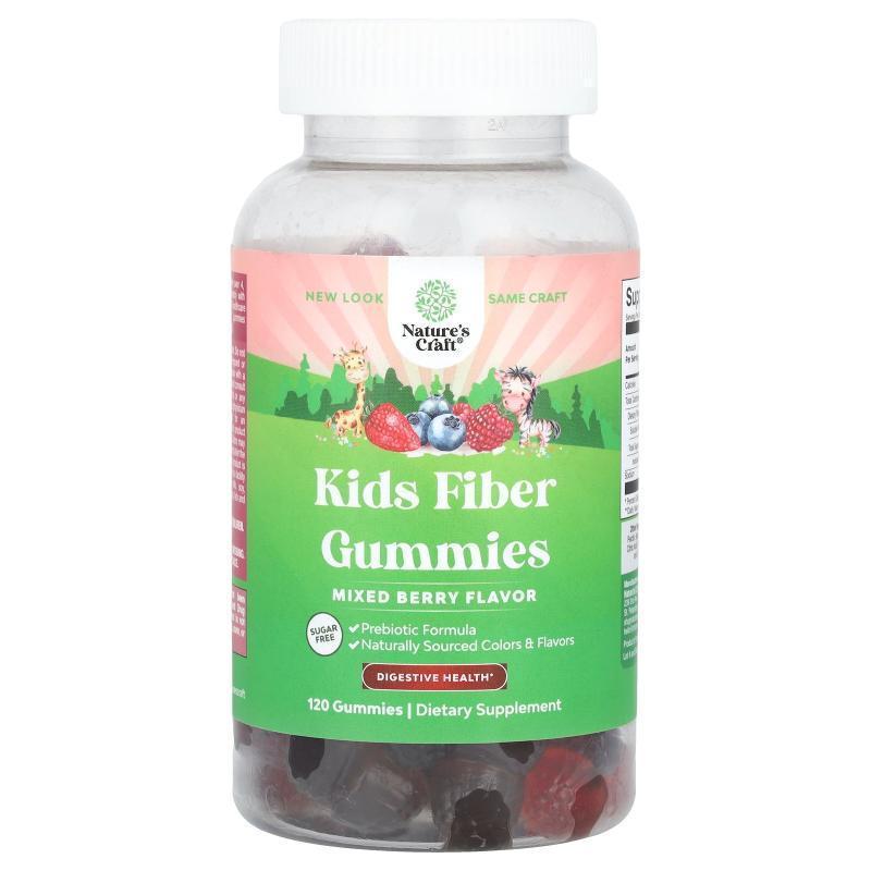 Natures Craft,Kids Fiber Gummies, Sugar Free, Mixed Berry, 1
