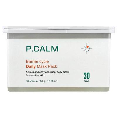 P.CALM,Barrier Cycle Daily Beauty Mask Pack , 30 Sheets, 12.
