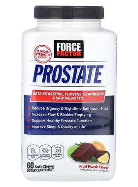 Force Factor,Prostate, Fruit Punch, 60 Soft Chews