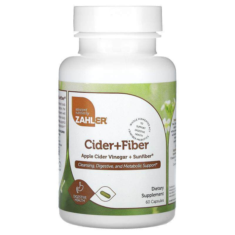 Zahler,Apple Cider Vinegar + Sunfiber, 60 Capsules