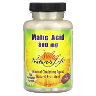 Malic Acid Vegetarian Capsules 100 Life Nature 800