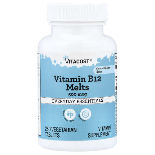 Vitacost维生素B12天然樱桃250素食片维生素 B12 (钴胺素)