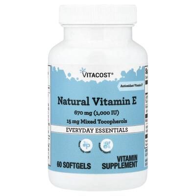 Vitacost,Natural Vitamin E, 60 Softgels